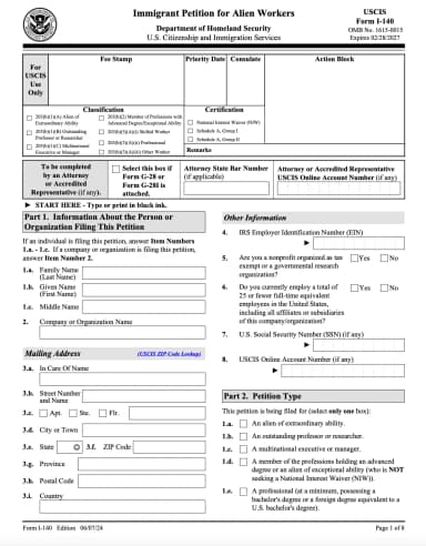 I-140 Form