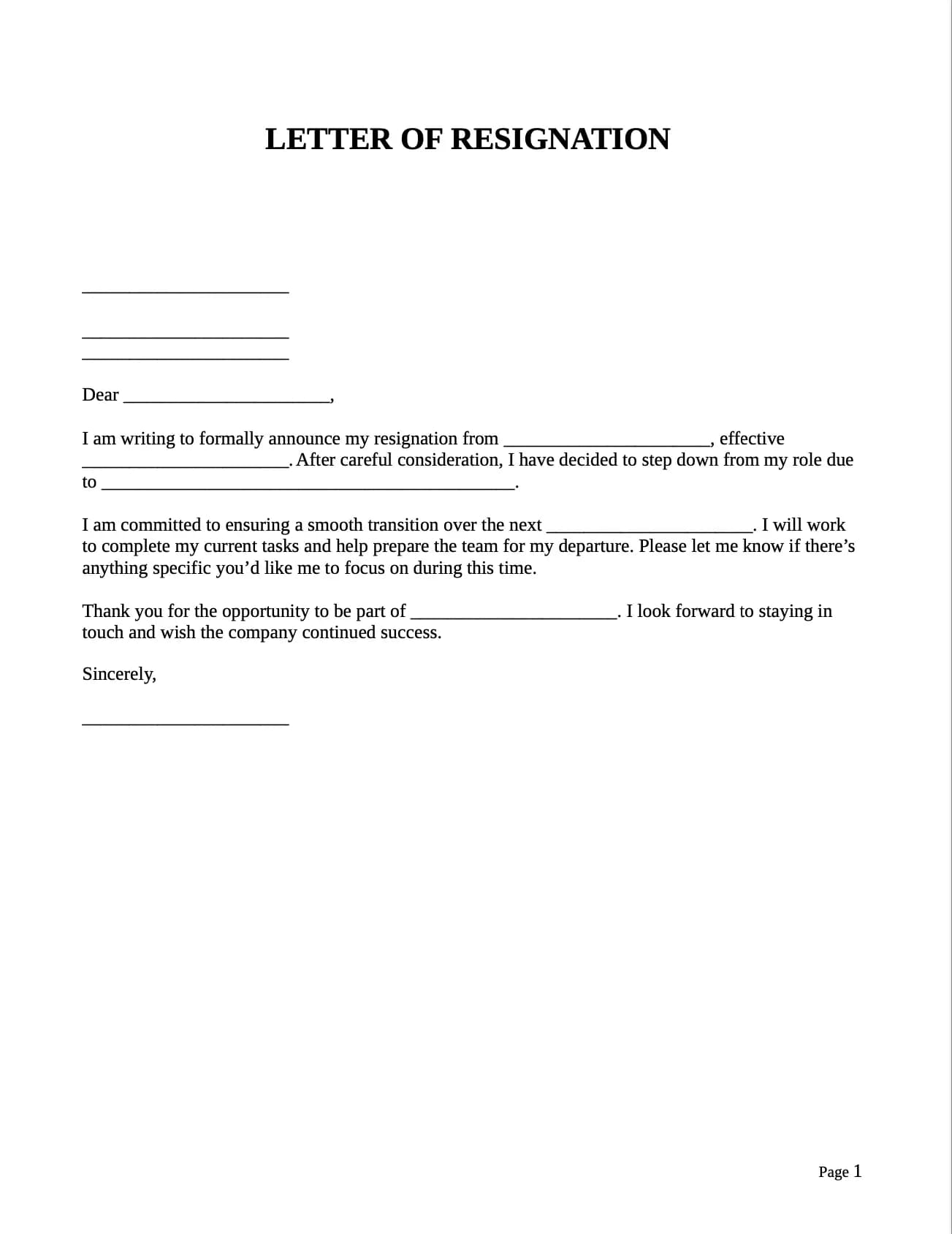 resignation-letter-template