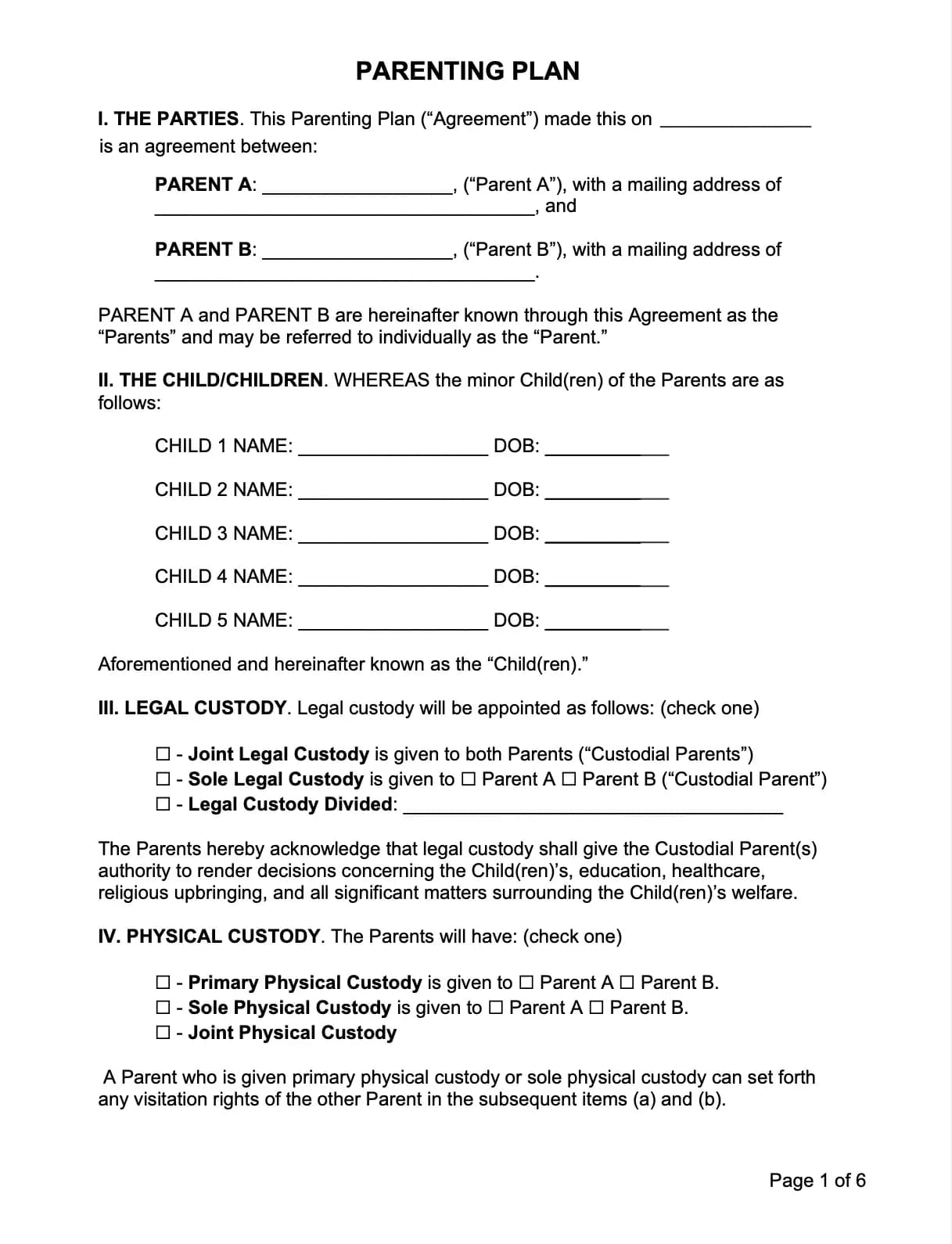 parenting-plan-template